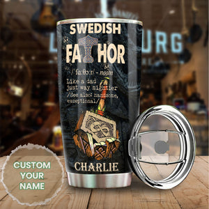 Camellia Personalized Swedish Fathor Definition Way Mightier Viking Nutrition Facts Stainless Steel Tumbler - Double-Walled Insulation Travel Thermal Cup With Lid Gift For Father's Day