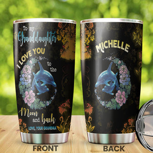 Camellia Personalized Dolphins To My Granddaughter Loving Letter Stainless Steel Tumbler - Double-Walled Insulation Thermal Cup With Lid Grandma Gift For Grandchild