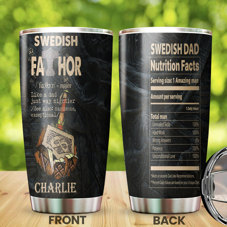 Camellia Personalized Swedish Fathor Definition Way Mightier Viking Nutrition Facts Stainless Steel Tumbler - Double-Walled Insulation Travel Thermal Cup With Lid Gift For Father's Day