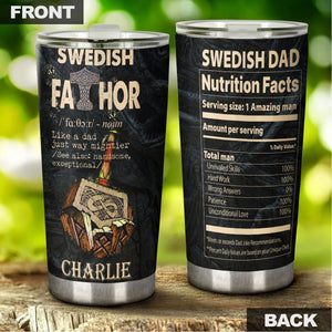 Camellia Personalized Swedish Fathor Definition Way Mightier Viking Nutrition Facts Stainless Steel Tumbler - Double-Walled Insulation Travel Thermal Cup With Lid Gift For Father's Day
