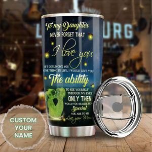 Camellia Personalized To My Daughter Loving Letters Stainless Steel Tumbler - Double-Walled Insulation Travel Thermal Cup With Lid Mom Gift For Daughter Girl