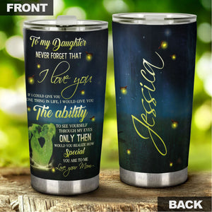 Camellia Personalized To My Daughter Loving Letters Stainless Steel Tumbler - Double-Walled Insulation Travel Thermal Cup With Lid Mom Gift For Daughter Girl