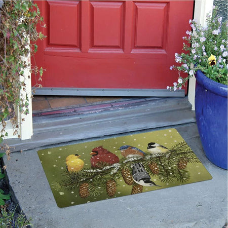 Winter Cardinal Bird With Friends Indoor And Outdoor Indoor Outdoor Doormat Floor Mat Funny Gift Ideas Warm House Gift Welcome Mat Birthday Gift For Cardinal Lover