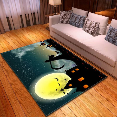 Halloween Death Under Full Moon Carpet Living Room Rugs