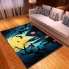 Halloween Spooky Bats And Creepy Spider On Mid Night Carpet Living Room Rugs