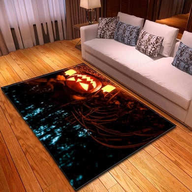 Halloween Pumpkin Candle In The Forest Mid Night Carpet Living Room Rugs