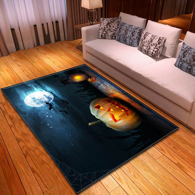 Halloween Creepy Pumpkin In Scary Night Carpet Living Room Rugs
