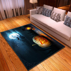 Halloween Creepy Pumpkin In Scary Night Carpet Living Room Rugs