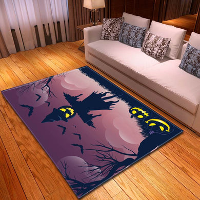 Halloween Creepy Scarecrow And Scary Pumpkin Carpet Living Room Rugs