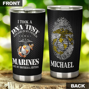 Camellia Personalized Marine Corps I Took A DNA And God Is My Father Stainless Steel Tumbler-Sweat-Proof Double Wall Travel Cup With Lid