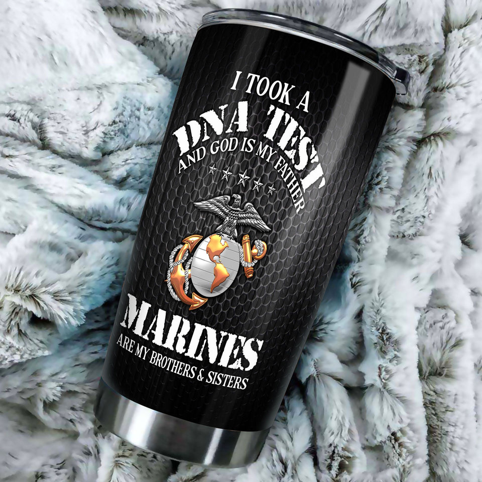 Camellia Personalized Marine Corps I Took A DNA And God Is My Father Stainless Steel Tumbler-Sweat-Proof Double Wall Travel Cup With Lid