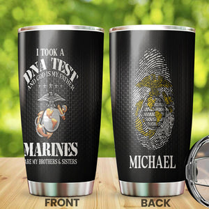 Camellia Personalized Marine Corps I Took A DNA And God Is My Father Stainless Steel Tumbler-Sweat-Proof Double Wall Travel Cup With Lid