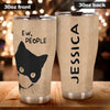 Camellia Personalized Black Cat Ew People Stainless Steel Tumbler- Double-Walled Insulation Vacuum Flask Gift For Cat Lover Mom Cat