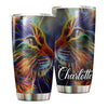 Camellia Persionalized 3D Cat Neon Art Stainless Steel Tumbler - Customized Double - Walled Insulation Travel Thermal Cup With Lid Gift For Cat Lover
