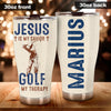 Camellia Personalized Jesus Is My Savior Golf Is My Therapy Stainless Steel Tumbler- Sweat-Prood Travel Cup With Lid Gift For Golf Player