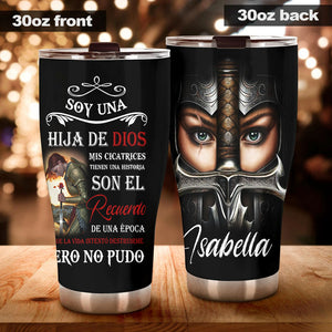 Camellia Personalized God Daughter Spanish Stainless Steel Tumbler-Thermal Flask Travel Therma Cup With Lid