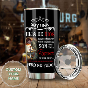 Camellia Personalized God Daughter Spanish Stainless Steel Tumbler-Thermal Flask Travel Therma Cup With Lid