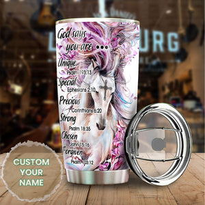 Camellia Personalized Horse Faith God Says You Are Unique Stainless Steel Tumbler - Double-Walled Insulation Vacumm Flask - Gift For Horse Lovers, Cowgirls, Cowboys, Perfect Christmas, Thanksgiving