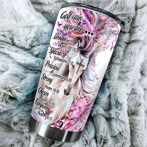Camellia Personalized Horse Faith God Says You Are Unique Stainless Steel Tumbler - Double-Walled Insulation Vacumm Flask - Gift For Horse Lovers, Cowgirls, Cowboys, Perfect Christmas, Thanksgiving