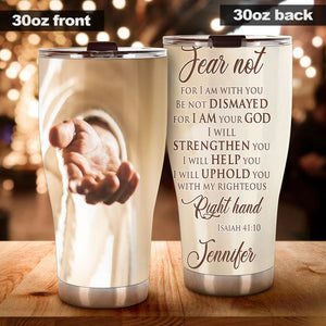 Camellia Personalized Faith Jesus Right Hand Stainless Steel Tumbler-Thermal Flask Travel Therma Cup With Lid