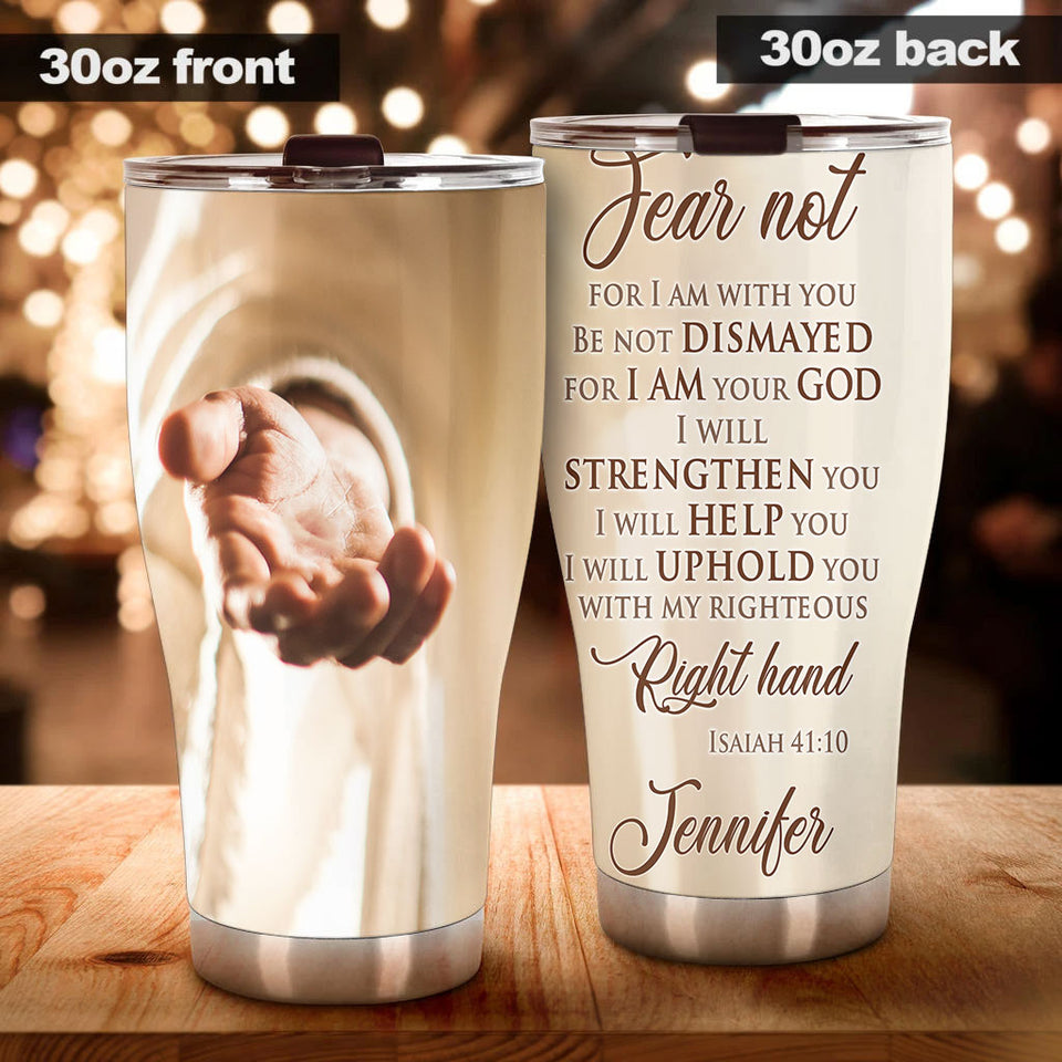 Camellia Personalized Faith Jesus Right Hand Stainless Steel Tumbler-Thermal Flask Travel Therma Cup With Lid