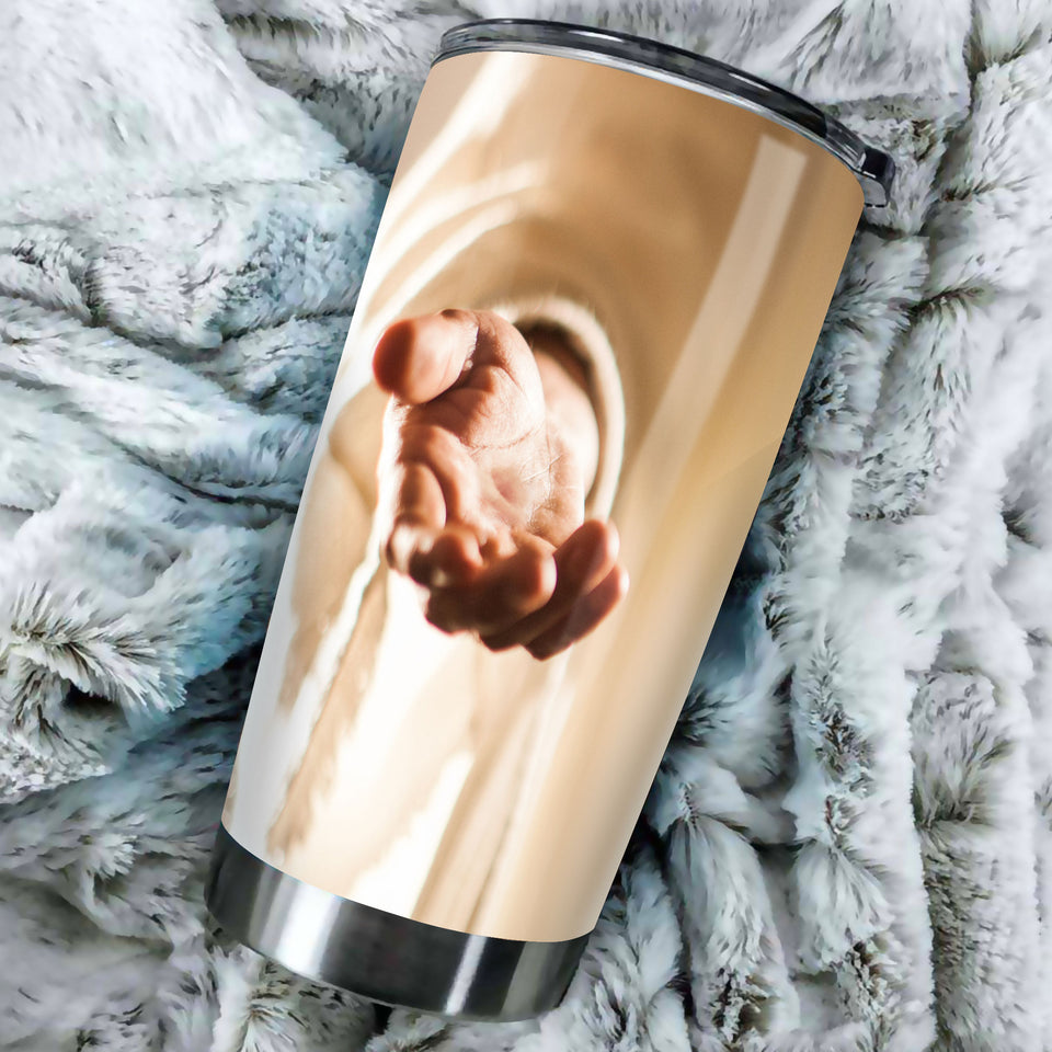 Camellia Personalized Faith Jesus Right Hand Stainless Steel Tumbler-Thermal Flask Travel Therma Cup With Lid