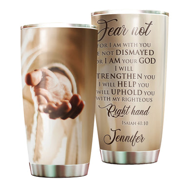 Camellia Personalized Faith Jesus Right Hand Stainless Steel Tumbler-Thermal Flask Travel Therma Cup With Lid