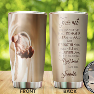 Camellia Personalized Faith Jesus Right Hand Stainless Steel Tumbler-Thermal Flask Travel Therma Cup With Lid