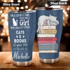 Camellia Personalized Sleeping Cat Once Upon A Time There Was A Girl Who Really Loved Book And Cat Stainless Steel Tumbler - Double-Walled Insulation Vacumm Flask - Gift For Book Lovers, Nerd, Cat Lovers