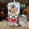 Camellia Personalized Christmas Bulldog Red Truck Stainless Steel Tumbler - Customized Double-Walled Insulation Travel Thermal Cup With Lid