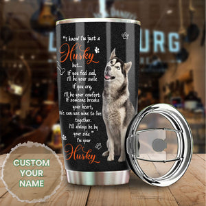 Camellia Personalized Husky Is Friend Stainless Steel Tumbler-Double-Walled Insulation  Cup With Lid Gift For Dog Lover Husky Lover Mom Dog