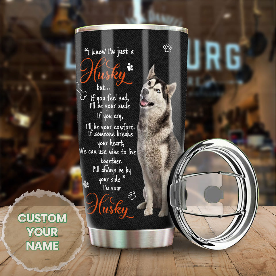 Camellia Personalized Husky Is Friend Stainless Steel Tumbler-Double-Walled Insulation  Cup With Lid Gift For Dog Lover Husky Lover Mom Dog