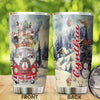 Camellia Personalized Christmas Bulldog Red Truck Stainless Steel Tumbler - Customized Double-Walled Insulation Travel Thermal Cup With Lid