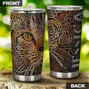 Camellia Personalized Celtic Knot Cat Stainless Steel Tumbler - Customized Double-Walled Insulation Travel Thermal Cup With Lid
