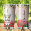 Camellia Personalized Christmas Corgi Art Stainless Steel Tumbler - Customized Double-Walled Insulation Travel Thermal Cup With Lid Gift For Dog Lover