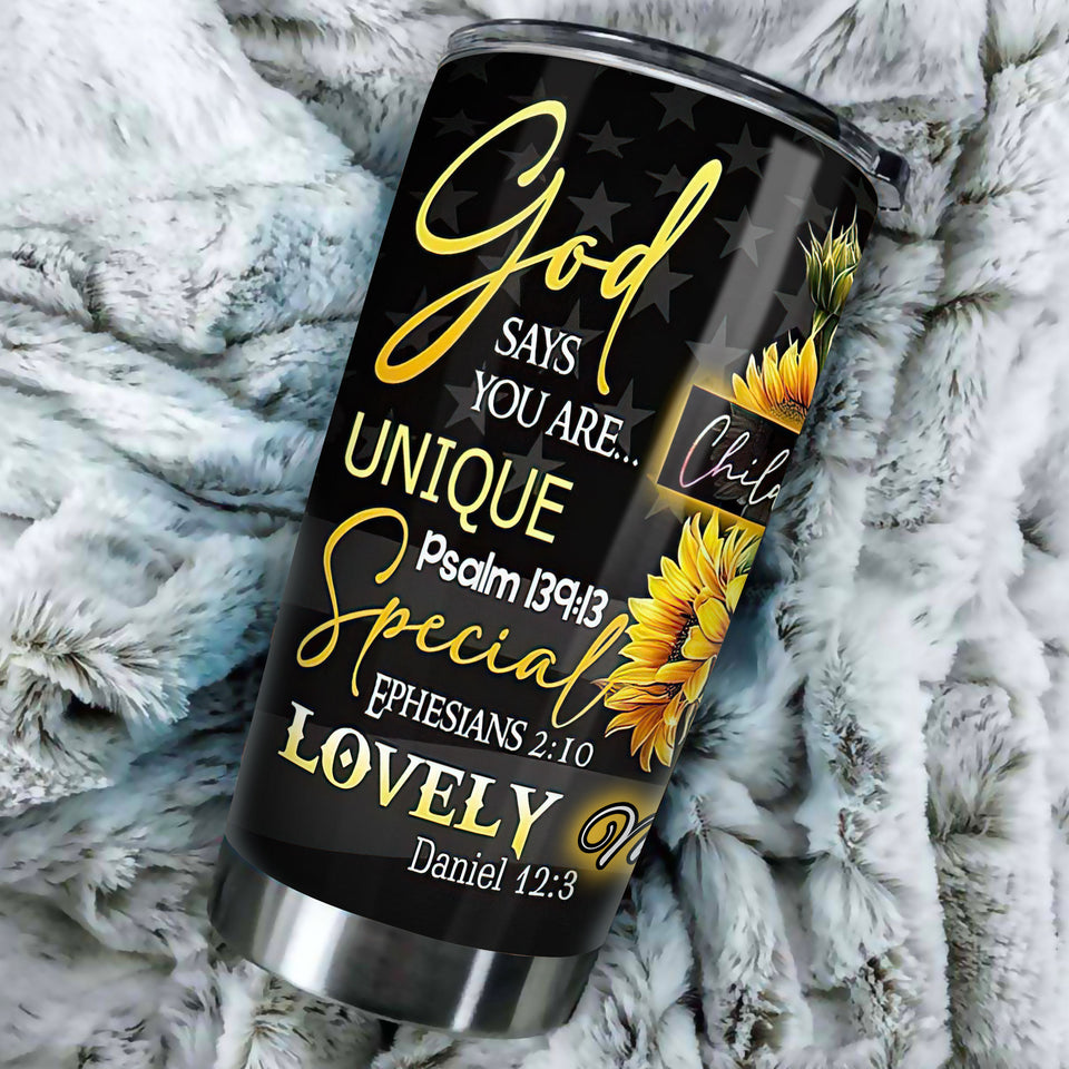 Camellia Personalized God Says You Are Stainless Steel Tumbler-Sweat-Proof Travel Therma Cup With Lid