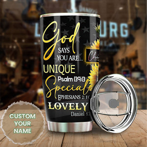 Camellia Personalized God Says You Are Stainless Steel Tumbler-Sweat-Proof Travel Therma Cup With Lid
