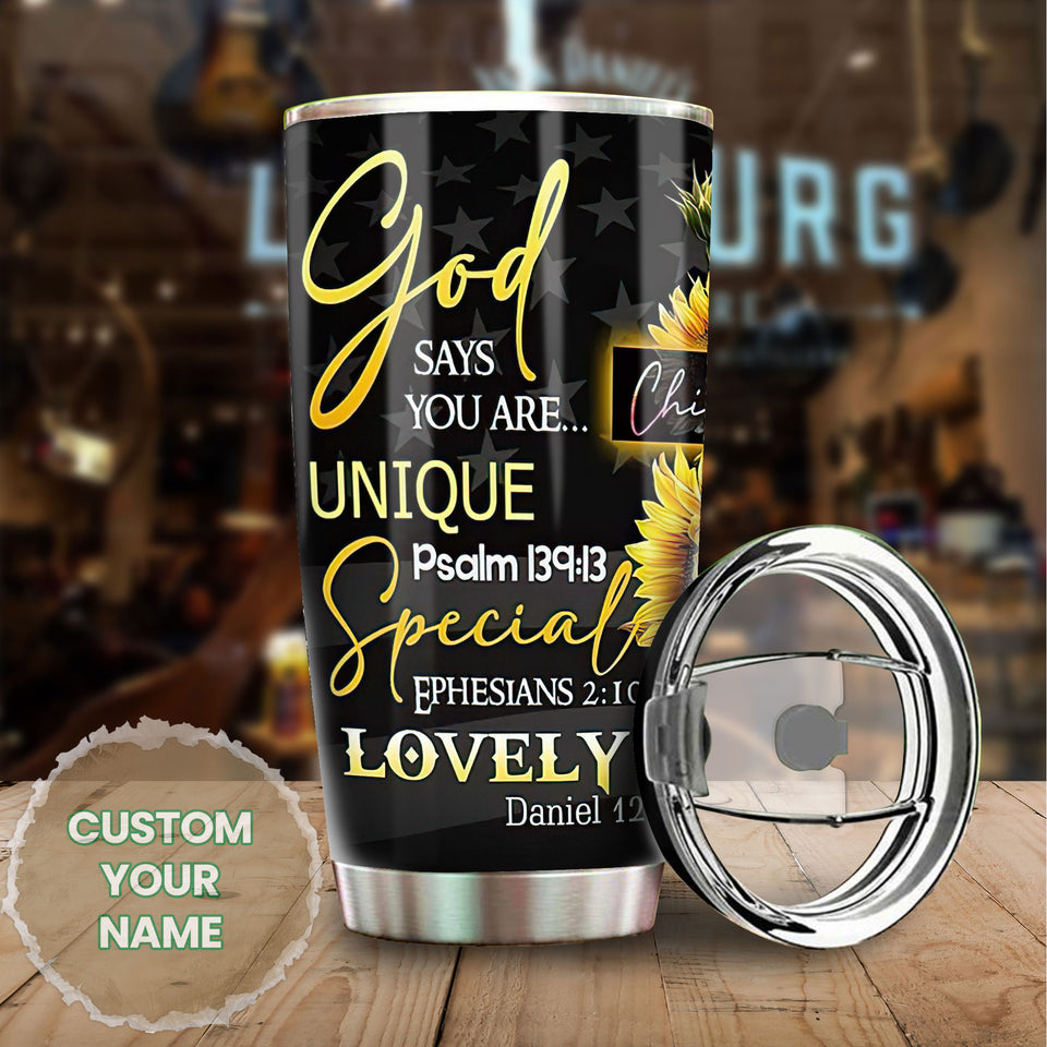 Camellia Personalized God Says You Are Stainless Steel Tumbler-Sweat-Proof Travel Therma Cup With Lid