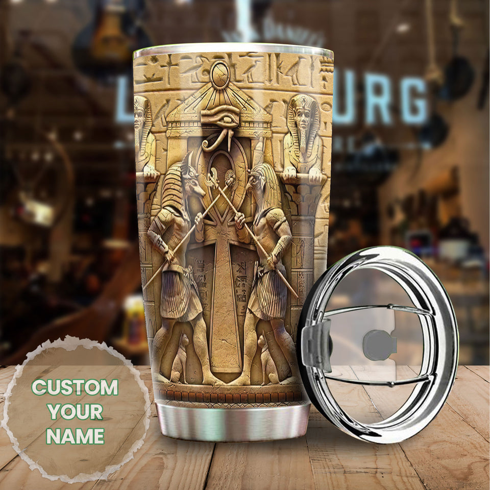 Camellia Personalized Ancient Egypt God Stainless Steel Tumbler - Double-Walled Insulation Vacumm Flask - Gift For Christian, Christmas, Thanksgiving, Egypt Culture Lovers