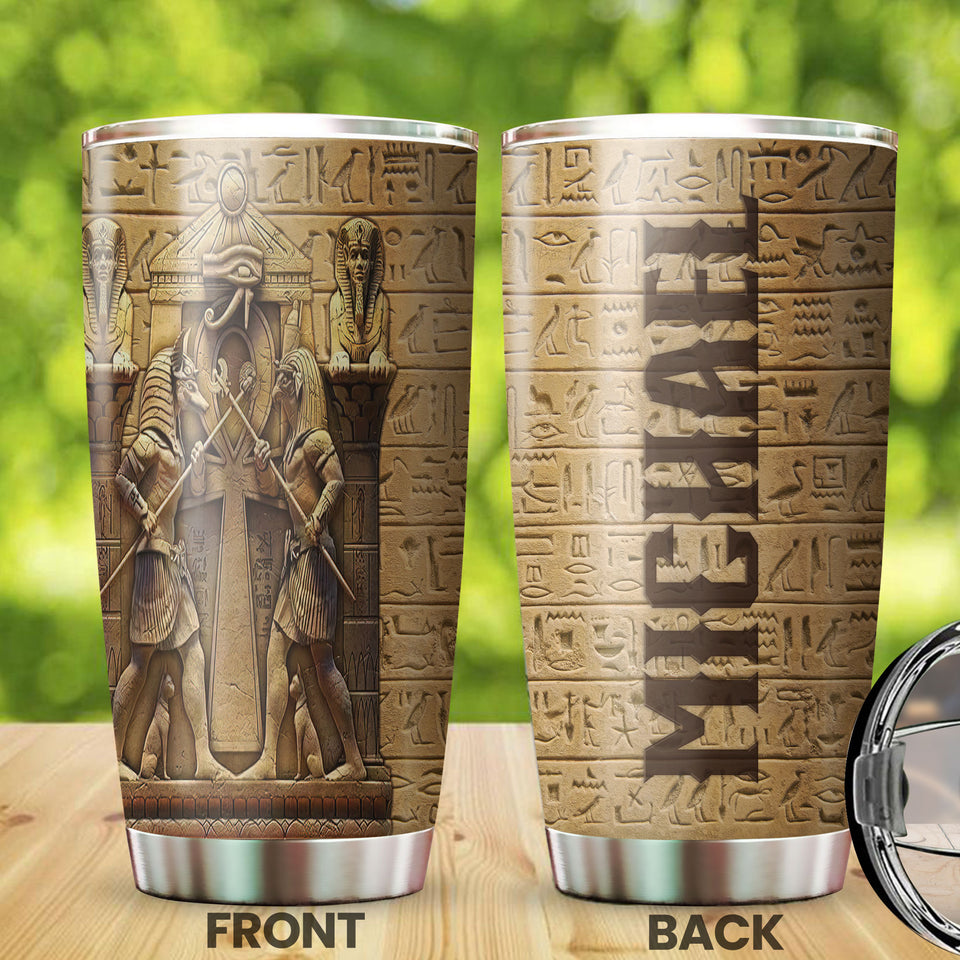 Camellia Personalized Ancient Egypt God Stainless Steel Tumbler - Double-Walled Insulation Vacumm Flask - Gift For Christian, Christmas, Thanksgiving, Egypt Culture Lovers