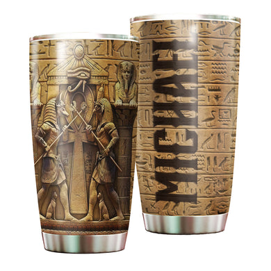 Camellia Personalized Ancient Egypt God Stainless Steel Tumbler - Double-Walled Insulation Vacumm Flask - Gift For Christian, Christmas, Thanksgiving, Egypt Culture Lovers