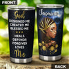 Camellia Personalized Black Women Faith God Loves Me - Double-Walled Insulation Vacumm Flask - Gift For Black Queen, International Women's Day, Hippie Girls