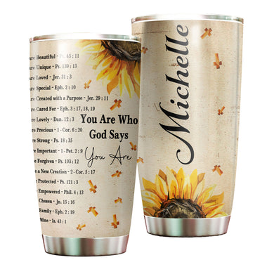Camellia Personalized Faith You Are Who God Says  Stainless Steel Tumbler-Thermal Flask Travel Therma Cup With Lid