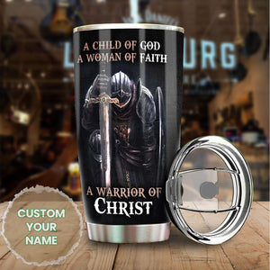 Camellia Personalized Child Of God Woman Of Faith Warrior Of Christ Stainless Steel Tumbler-Sweat-Proof Travel Therma Cup With Lid