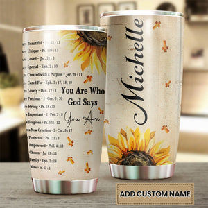 Camellia Personalized Faith You Are Who God Says  Stainless Steel Tumbler-Thermal Flask Travel Therma Cup With Lid
