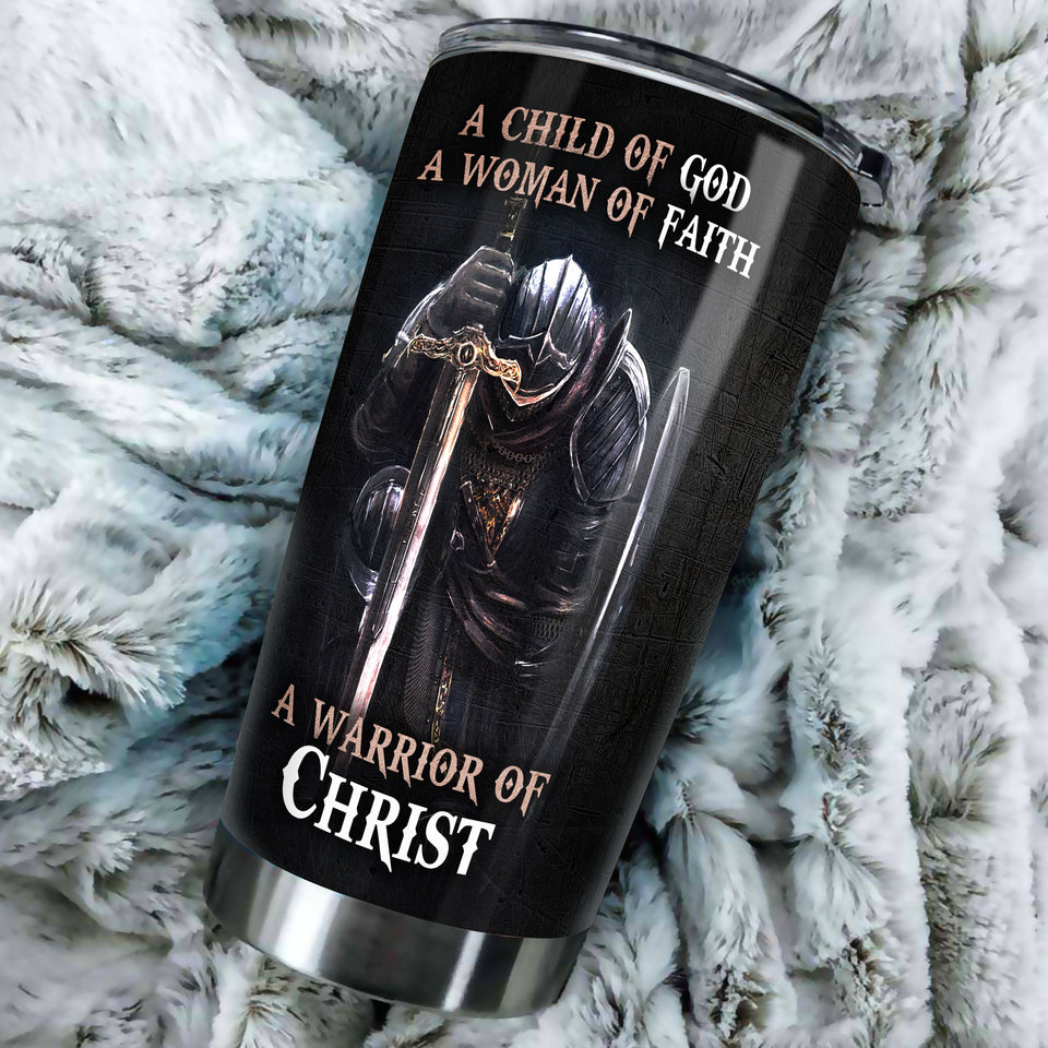 Camellia Personalized Child Of God Woman Of Faith Warrior Of Christ Stainless Steel Tumbler-Sweat-Proof Travel Therma Cup With Lid