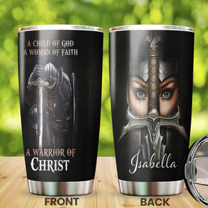 Camellia Personalized Child Of God Woman Of Faith Warrior Of Christ Stainless Steel Tumbler-Sweat-Proof Travel Therma Cup With Lid