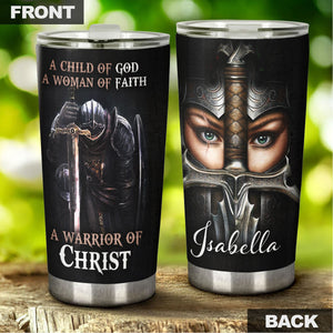 Camellia Personalized Child Of God Woman Of Faith Warrior Of Christ Stainless Steel Tumbler-Sweat-Proof Travel Therma Cup With Lid