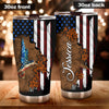 Camellia Personalized American Flag Hummingbird Stainless Steel Tumbler - Double-Walled Insulation Vacumm Flask - Gift For Christmas, Birthday