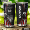 Camellia Personalized God And American Flag Don't Be Afraid Stainless Steel Tumbler-Thermal Flask Travel Therma Cup With Lid